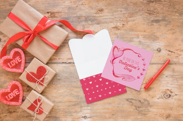 Valentine Card Mockup With Composition Of Objects Psd