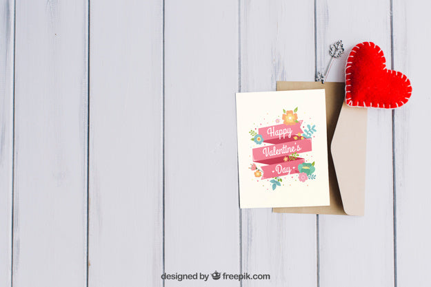 Valentine Elements And Card Mockup Psd