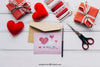 Valentine Elements And Card Mockup Psd
