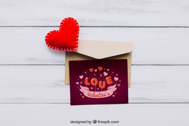 Valentine Elements And Card Mockup Psd
