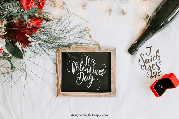 Valentine Elements And Frame Mockup Psd