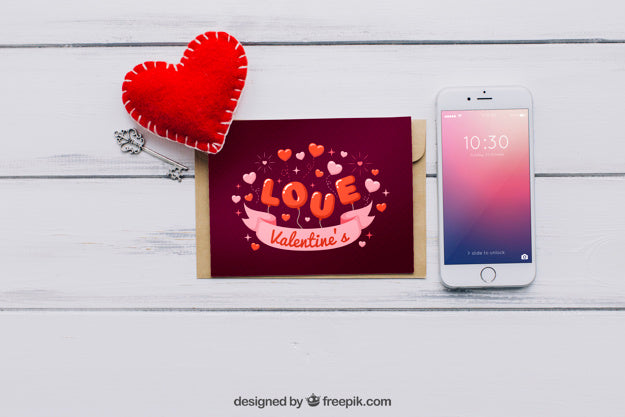 Valentine Elements And Frame Mockup Psd