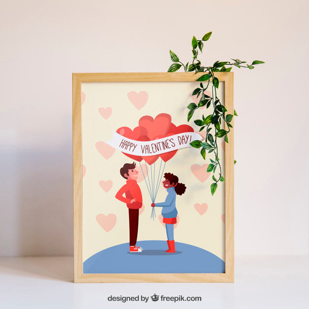 Valentine Elements And Frame Mockup Psd
