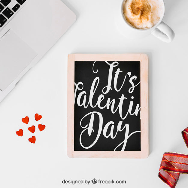 Valentine Elements And Frame Mockup Psd