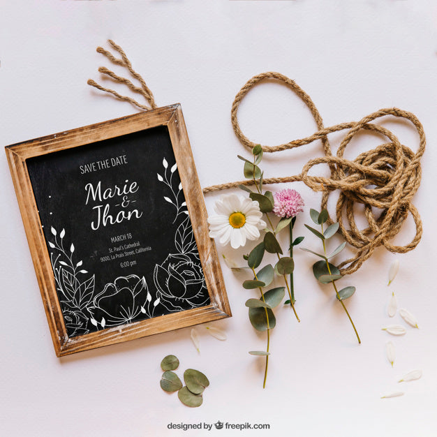 Valentine Elements And Frame Mockup Psd