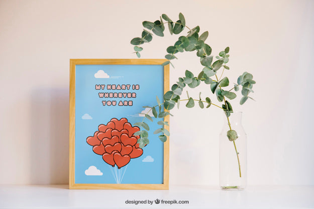 Valentine Elements And Frame Mockup Psd