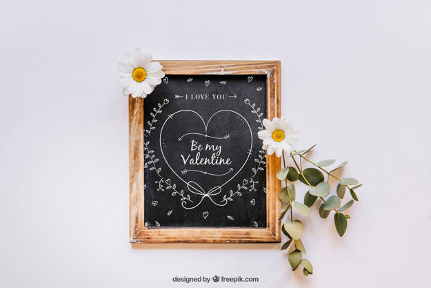 Valentine Elements And Frame Mockup Psd
