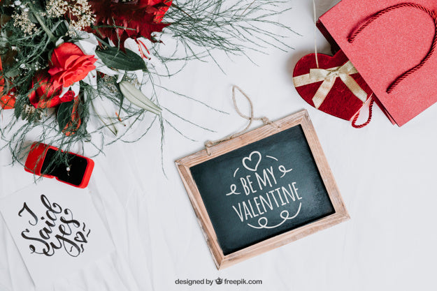 Valentine Elements And Frame Mockup Psd