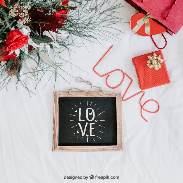 Valentine Elements And Frame Mockup Psd