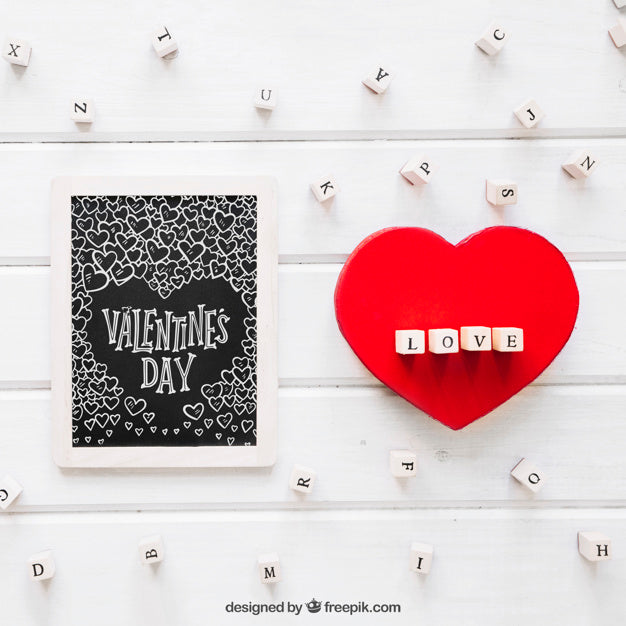Valentine Elements And Frame Mockup Psd