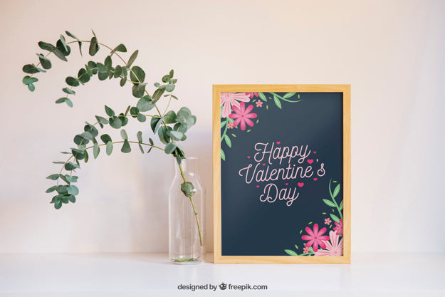 Valentine Elements And Frame Mockup Psd