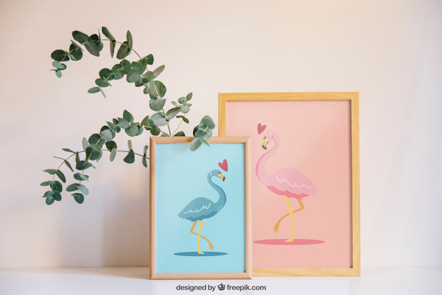 Valentine Elements And Frame Mockup Psd