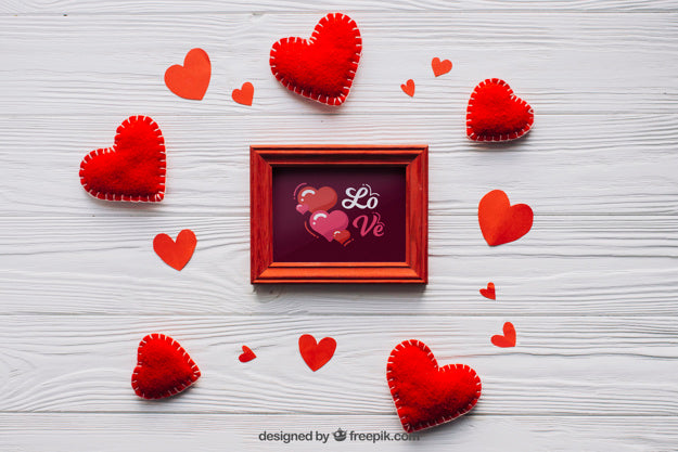 Valentine Elements And Frame Mockup Psd