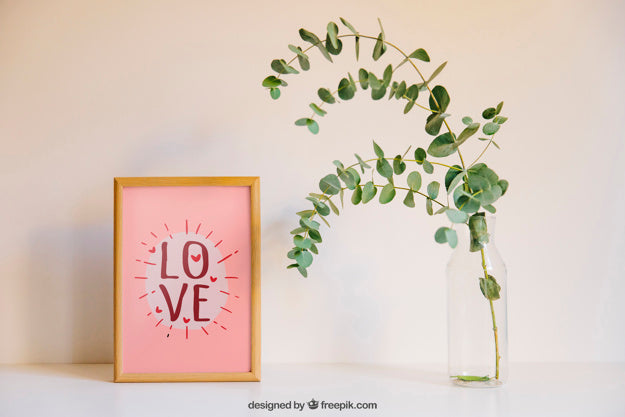 Valentine Elements And Frame Mockup Psd