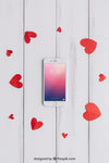 Valentine Elements And Smartphone Mockup Psd