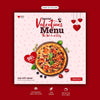 Valentine Food Menu And Delicious Pizza Social Media Banner Template Psd