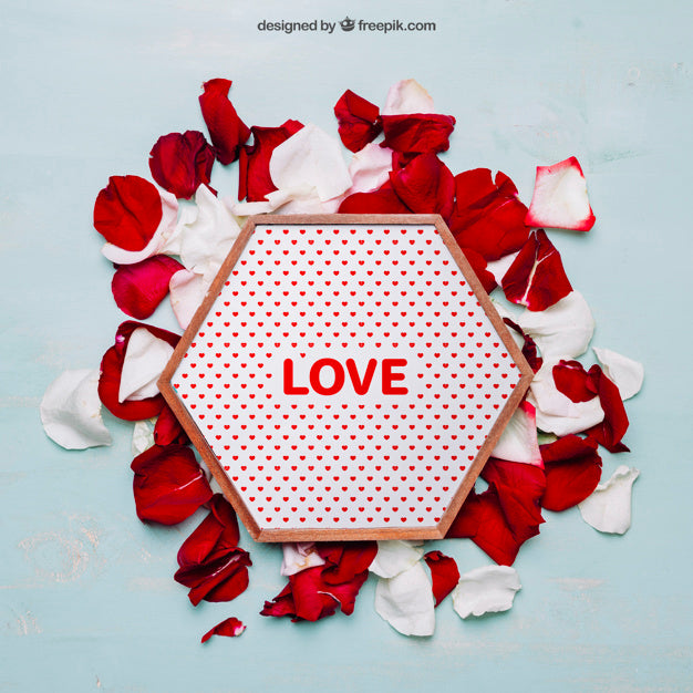 Valentine Mockup With Hexagonal Frame Psd