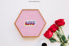Valentine Mockup With Roses And Frame Psd