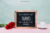 Valentine Mockup With Slate And Roses Psd