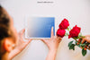 Valentine Mockup With Tablet Psd