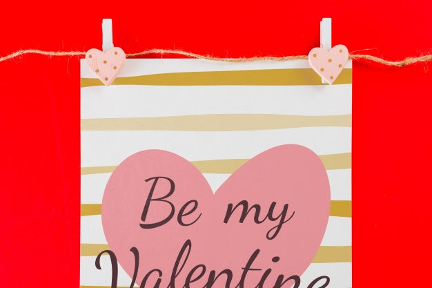 Valentines Card Mockup On Clothes Line Psd