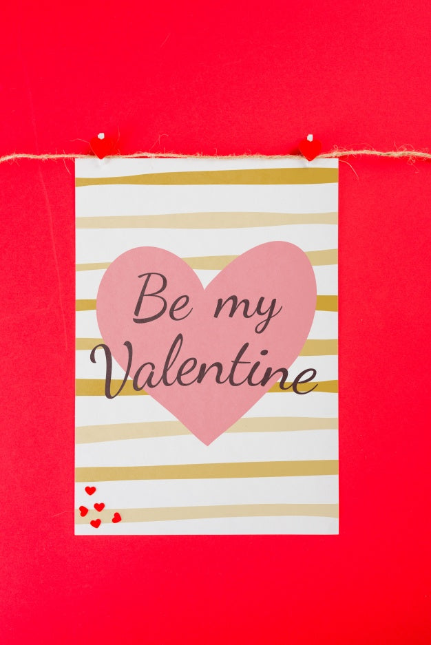 Valentines Card Mockup On Clothes Line Psd