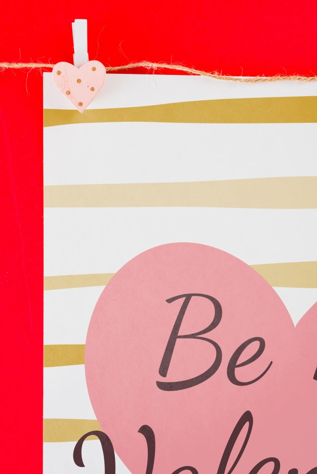 Valentines Card Mockup On Clothes Line Psd