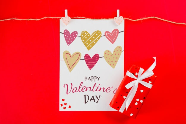 Valentines Card Mockup On Clothes Line Psd