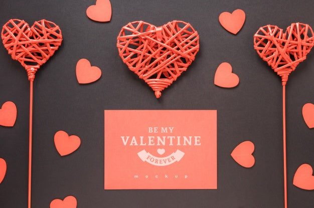 Valentines Card Mockup With Decorative Composition Psd