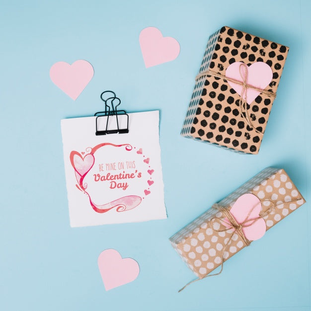 Valentines Card Mockup With Decorative Composition Psd