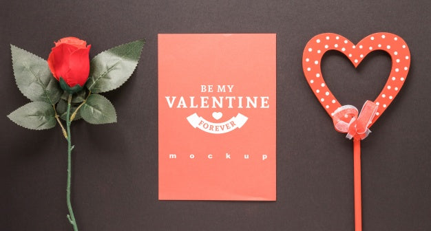 Valentines Card Mockup With Decorative Composition Psd