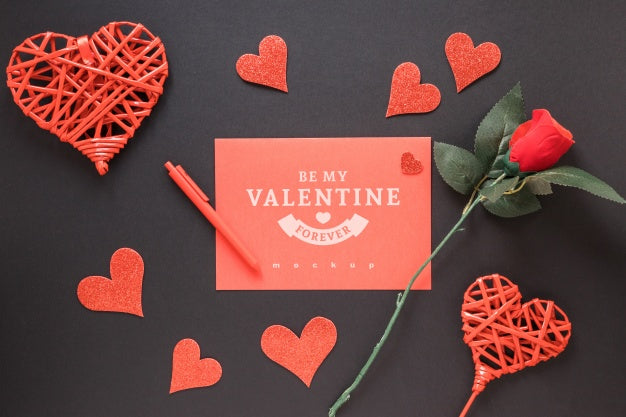 Valentines Card Mockup With Decorative Composition Psd