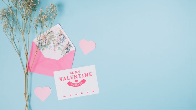 Valentines Card Mockup With Decorative Composition Psd