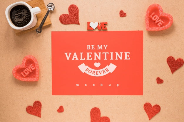 Valentines Card Mockup With Decorative Composition Psd