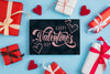 Valentines Card Mockup With Presents Psd