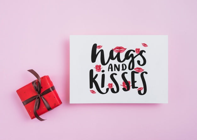 Valentines Card Mockup With Presents Psd