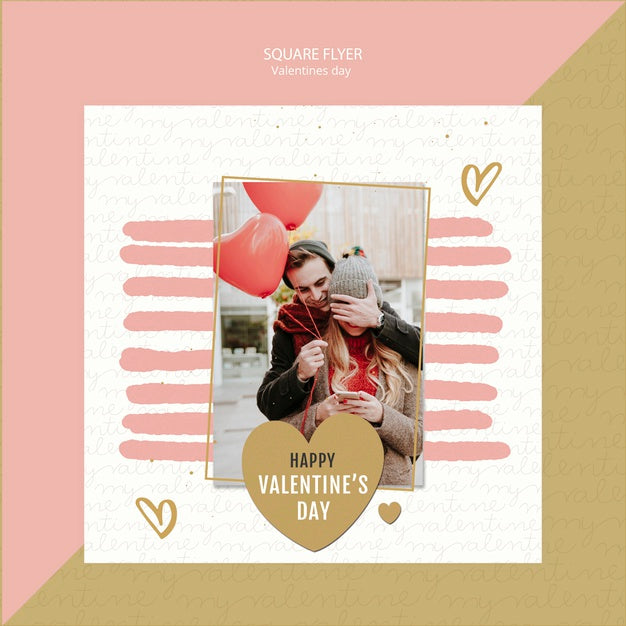Valentine'S Day Concept Square Flyer Psd