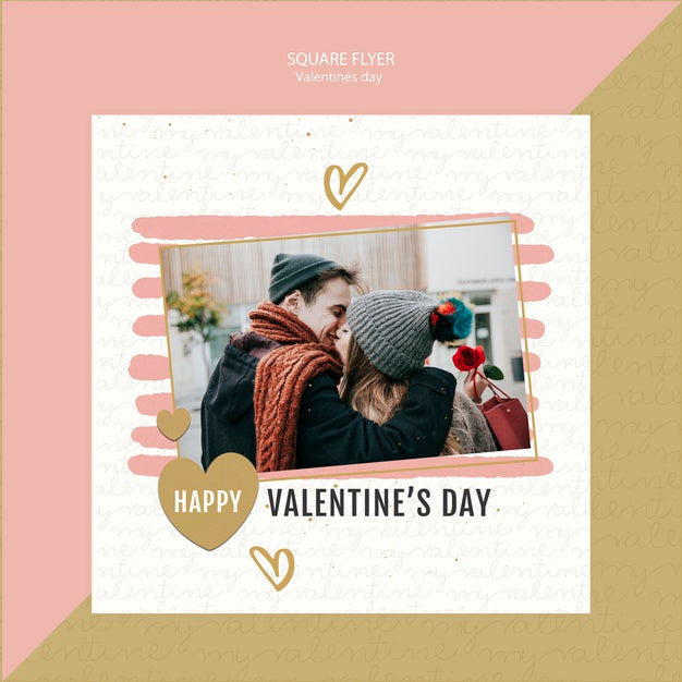 Valentine'S Day Concept Square Flyer Psd