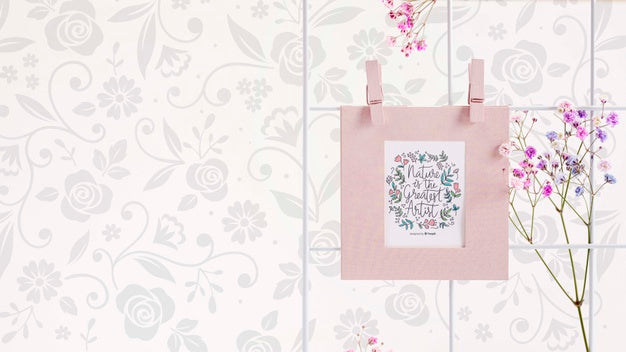 Valentine'S Day Concept Wih Frame And Flowers Psd