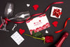 Valentine'S Day Concept With Rose And Champagne Glass Psd