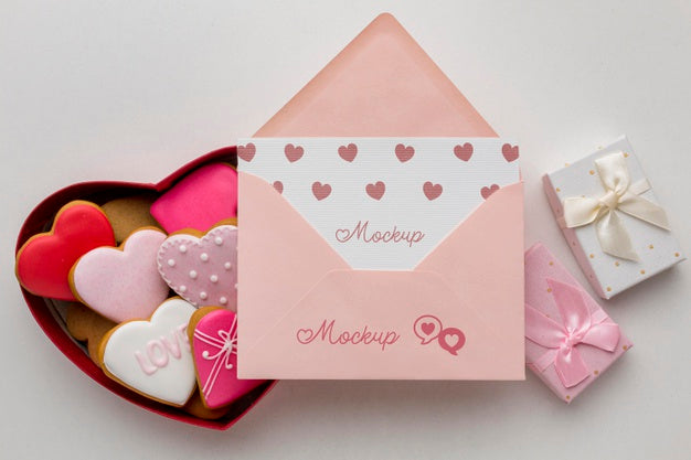 Valentine'S Day Cookies With Mock-Up Letter Psd