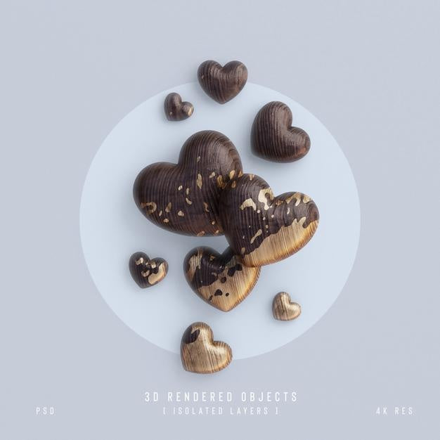 Valentines Day Cute Love Hearts Decorative Composition Isolated And Transparent 3D Rendering Psd