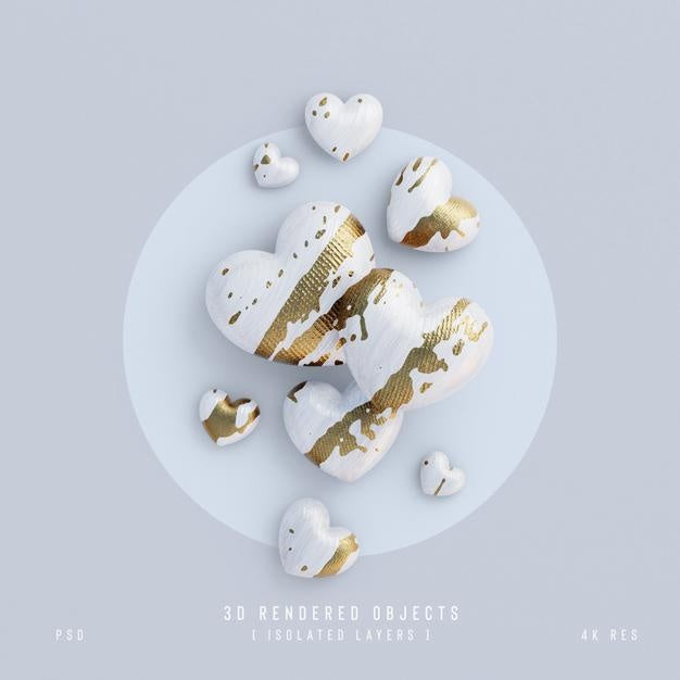 Valentines Day Cute Love Hearts Decorative Composition Isolated And Transparent 3D Rendering Psd