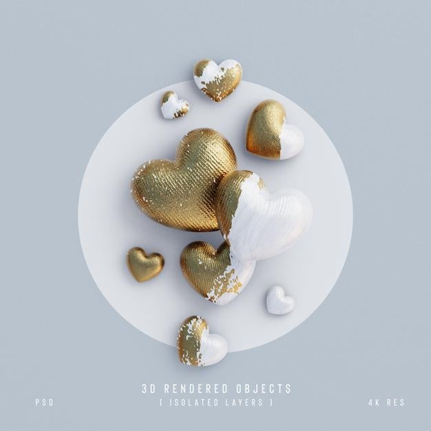 Valentines Day Cute Love Hearts Decorative Composition Isolated And Transparent 3D Rendering Psd