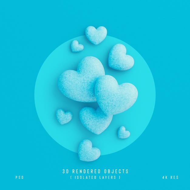 Valentines Day Cute Love Hearts Decorative Composition Isolated And Transparent 3D Rendering Psd