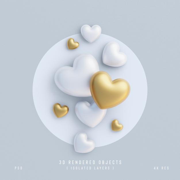 Valentines Day Cute Love Hearts Decorative Composition Isolated And Transparent 3D Rendering Psd