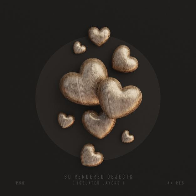 Valentines Day Cute Love Hearts Decorative Composition Isolated And Transparent 3D Rendering Psd