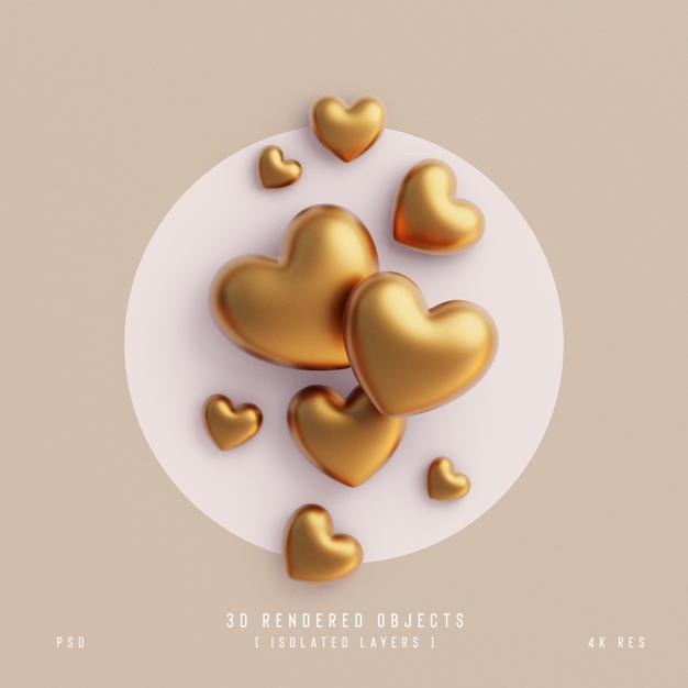 Valentines Day Cute Love Hearts Decorative Composition Isolated And Transparent 3D Rendering Psd