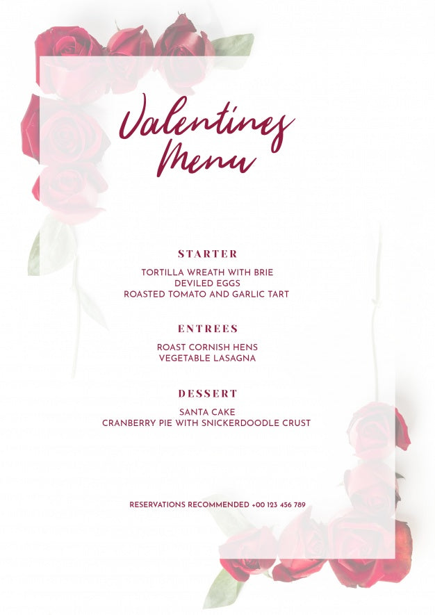 Valentines Day Menu Mockup Psd