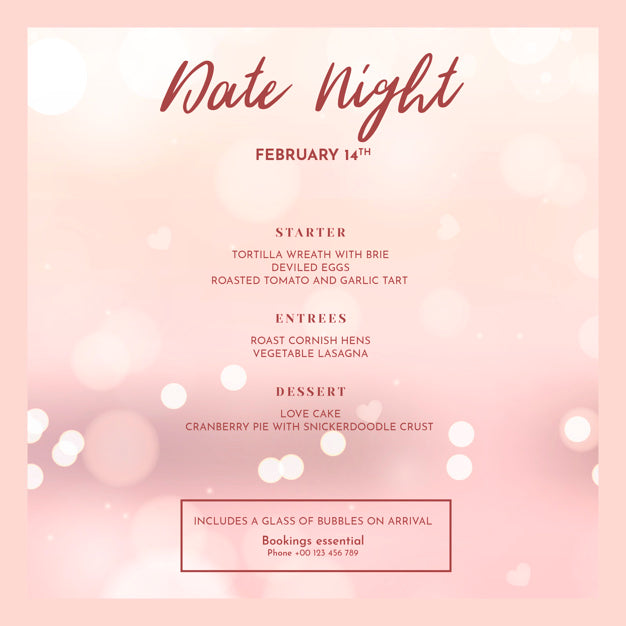 Valentines Day Menu Mockup Psd